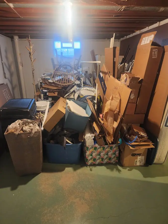 Roll-off dumpster container at job site for 15 Yard Dumpster Rental in Grove City